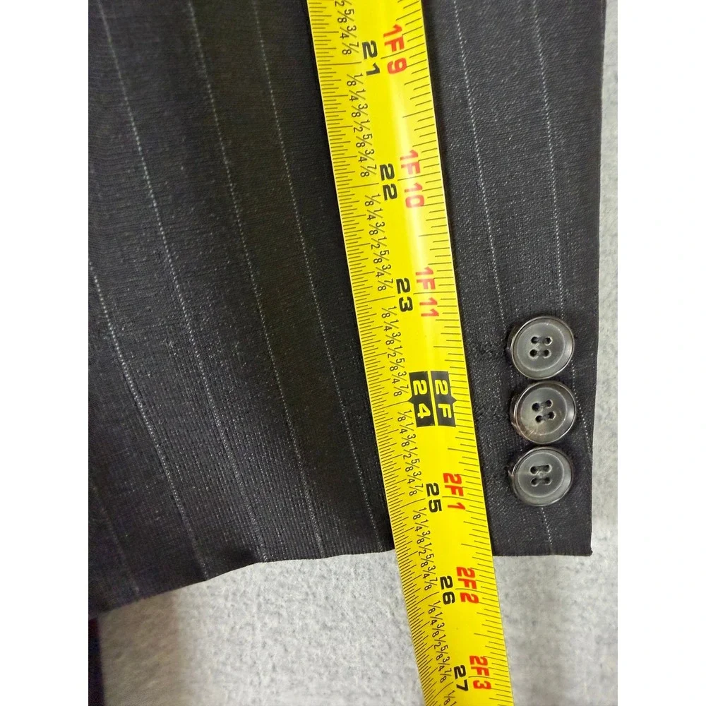 Hugo Boss Vintage Pinstripe Suit Mens 42L 31x31 Charcoal Gray 2 Piece Made USA